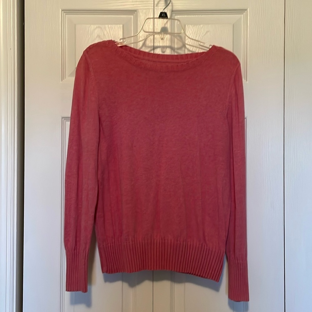 Sonoma sz L sweater lightweight long sleeved pink heather boat neck banded cuffs